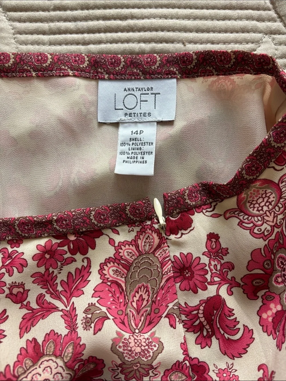 LOFT Pink Floral Tiered A-Line Skirt on Cream